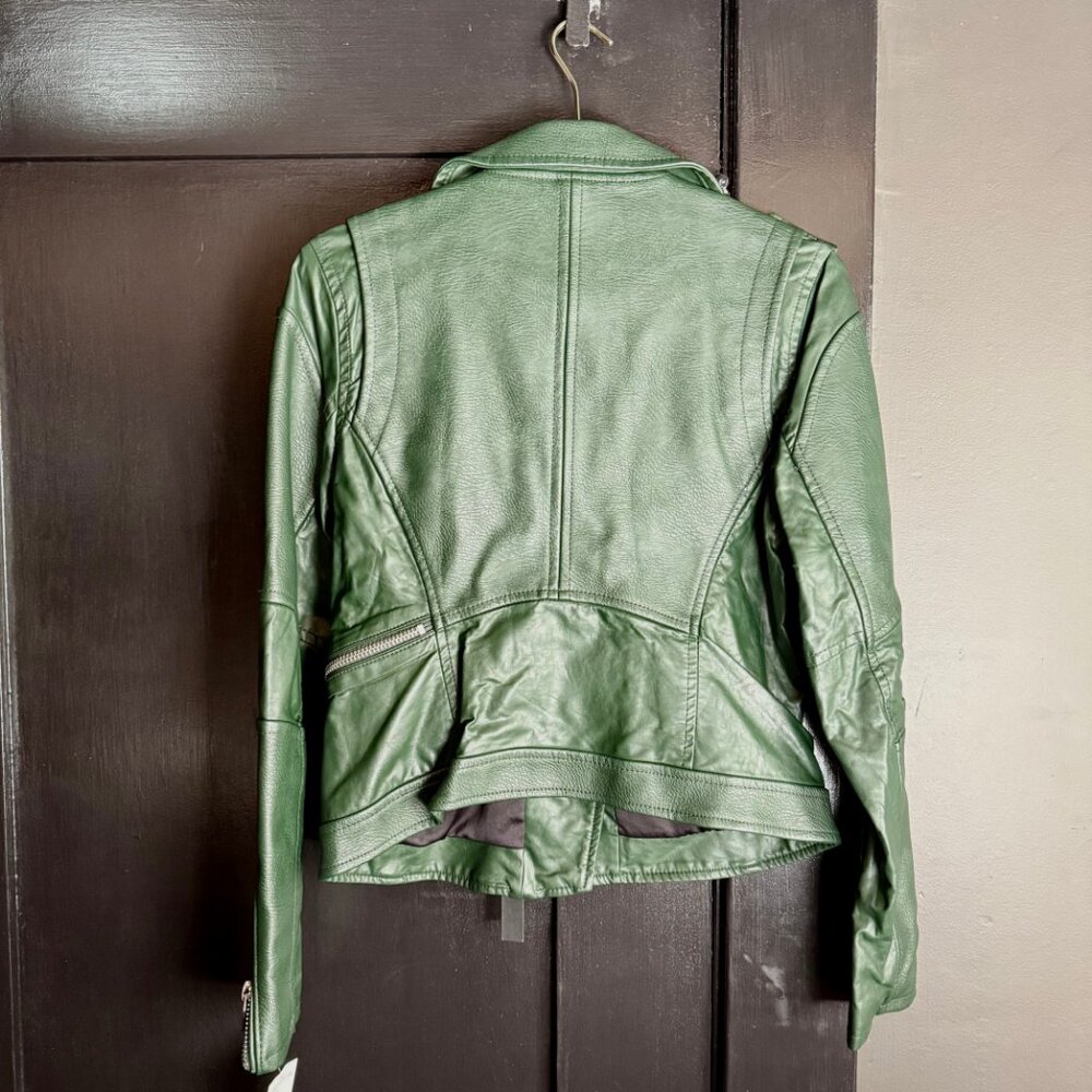 Blank NYC “Easy Rider” Green Faux Leather Moto Jacket NWT Size Medium - Picture 2 of 12